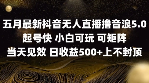 2025五月最新无人直播撸音浪单日产出5张+实操教程【揭秘】——豪客资源创业项目网-豪客资源_豪客资源库