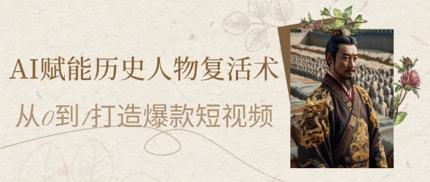 AI赋能历史人物复活术：从0到1打造爆款短视频，7天涨粉10W，小白也能月入过1W——豪客资源创业项目网-豪客资源_豪客资源库