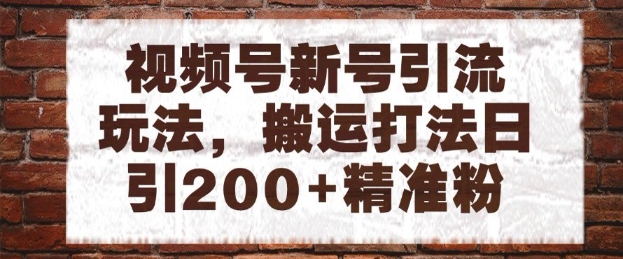 视频号新号引流玩法，搬运打法日引200+精准粉，可矩阵放大【揭秘】——豪客资源创业项目网-豪客资源_豪客资源库
