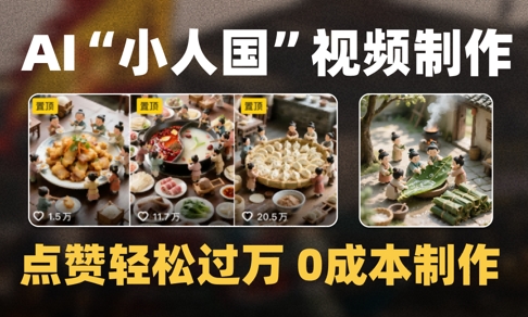爆款1000W+播放微缩景观迷你小人国AI视频0成本制作全流程教学——豪客资源创业项目网-豪客资源_豪客资源库