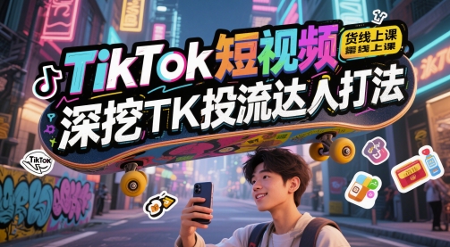 TikTok短视频带货线上课，深挖TK投流达人打法——豪客资源创业项目网-豪客资源_豪客资源库