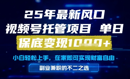 25年最新风口，视频号托管项目，单日保底变现1k+，手把手教学【揭秘】——豪客资源创业项目网-豪客资源_豪客资源库