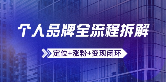（14799期）个人品牌全流程拆解：定位+涨粉+变现闭环，微信生态运营与资源整合_豪客资源创业项目网-豪客资源_豪客资源库