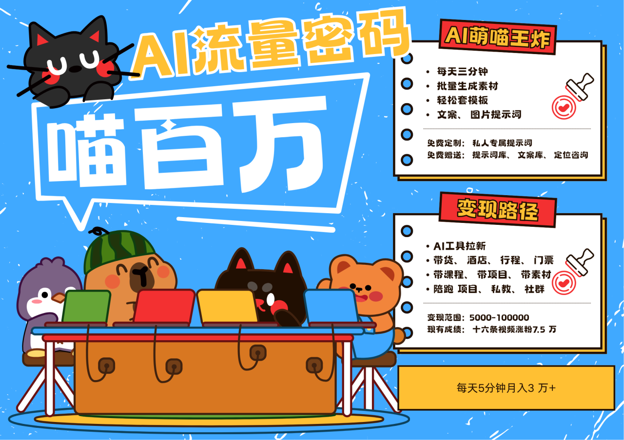 AI+宠物+旅行，2025最火流量密码 轻松用AI宠物做文旅账号，N种变现渠道月入五位数_豪客资源创业网-豪客资源_豪客资源库