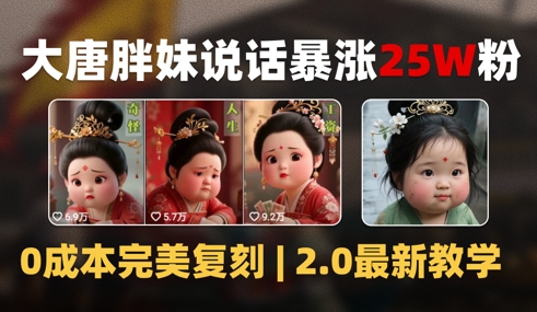 AI大唐胖贵妃说话2.0，40条视频暴涨40w粉，附独家变现攻略——豪客资源创业项目网-豪客资源_豪客资源库