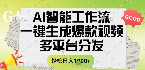 AI智能工作流，一键生成书单号爆款视频，多平台分发，每日收益多张【揭秘】——豪客资源创业项目网-豪客资源_豪客资源库