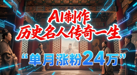 暴力起号！用AI制作历史名人传奇一生，单月涨粉24W，涨粉+变现赛道黑马来了——豪客资源创业项目网-豪客资源_豪客资源库