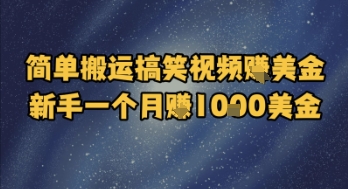 简单搬运搞笑视频挣美金，新手一个月入1k美金——豪客资源创业项目网-豪客资源_豪客资源库