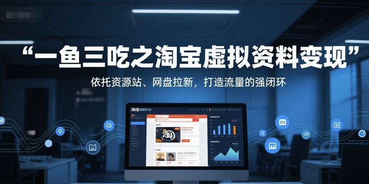 一鱼三吃之淘宝虚拟资料变现，依托资源站、网盘拉新，打造流量的强闭环——豪客资源创业项目网-豪客资源_豪客资源库