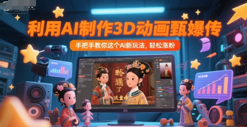 利用AI制作3D动画甄嬛传,流量爆了,手把手教你这个AI新玩法,轻松涨粉——豪客资源创业项目网-豪客资源_豪客资源库