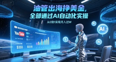 油管出海挣美金，全部通过AI自动化实操，从0到1实现月入过W——豪客资源创业项目网-豪客资源_豪客资源库
