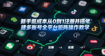 新手低成本从0到1注册并搭建多账号全平台矩阵操作教学，手机号-邮箱-IP-工具——豪客资源创业项目网-豪客资源_豪客资源库