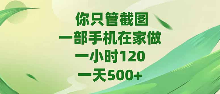 （15039期）你只管截图，一部手机在家做，一小时120，-天500+_豪客资源创业项目网-豪客资源_豪客资源库
