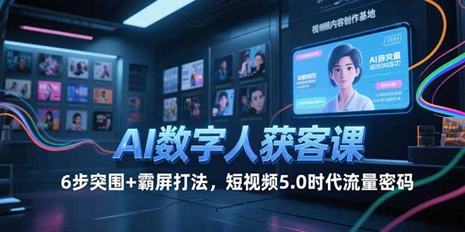 （15247期）AI数字人获客课，6步突围+霸屏打法，短视频5.0时代流量密码_豪客资源创业项目网-豪客资源_豪客资源库