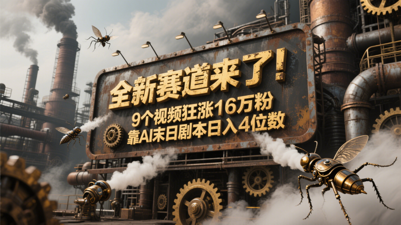 全新赛道来了！9个视频狂涨16万粉，靠AI末日剧本日入4位数，评论区爆肝追更！_豪客资源创业网-豪客资源_豪客资源库