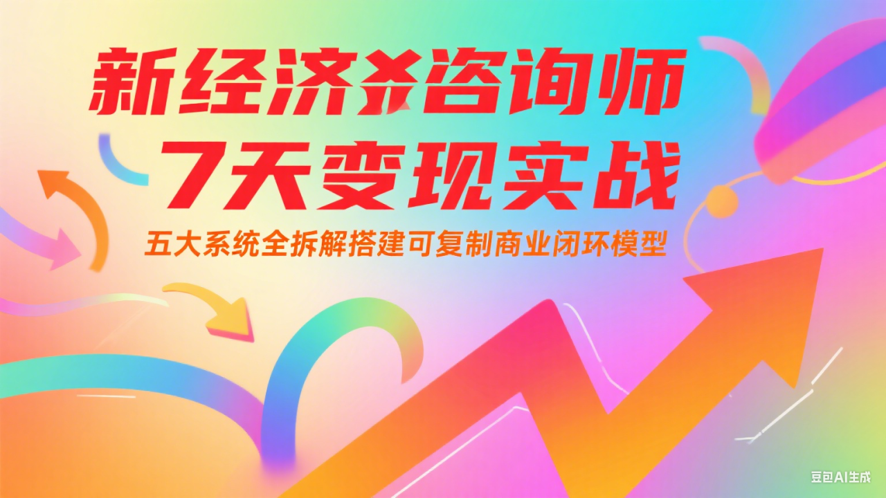新经济咨询师 7 天变现实战：五大系统全拆解搭建可复制商业闭环模型_豪客资源创业网-豪客资源_豪客资源库