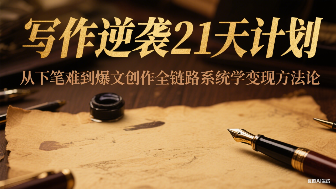 写作逆袭21天计划:从下笔难到爆文创作全链路系统学变现方法论_豪客资源创业网-豪客资源_豪客资源库