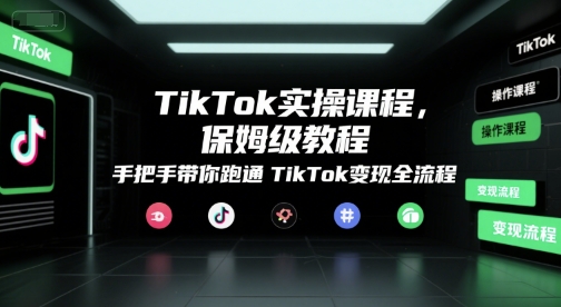 TikTok实操课程，保姆级教程，手把手带你跑通TikTok变现全流程——豪客资源创业项目网-豪客资源_豪客资源库