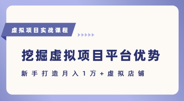抓住虚拟项目各平台优势,新手轻松月入1W+(给出具体建议)——豪客资源创业项目网-豪客资源_豪客资源库