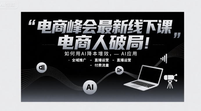 电商峰会最新线下课，电商人破局，如何用AI降本增效，AI应用-全域推广-直播运营-付费流量——豪客资源创业项目网-豪客资源_豪客资源库