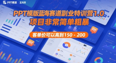 PPT模版蓝海赛道副业特训营1.0，项目非常简单粗暴，客单价可以高到150-200——豪客资源创业项目网-豪客资源_豪客资源库
