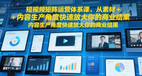 短视频矩阵运营体系课，从素材+内容生产角度快速放大你的商业结果——豪客资源创业项目网-豪客资源_豪客资源库