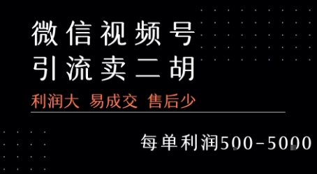 视频号卖二胡教程，利润大 易成交 售后少，一单利润5张+——豪客资源创业项目网-豪客资源_豪客资源库