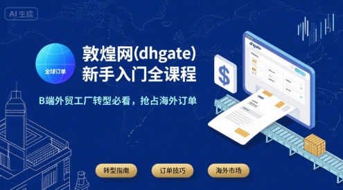敦煌网(dhgate)新手入门全课程,B端外贸工厂转型必看,抢占海外订单——豪客资源创业项目网-豪客资源_豪客资源库