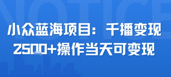 小众蓝海项目,千播变现2.5k+操作当天可变现——豪客资源创业项目网-豪客资源_豪客资源库