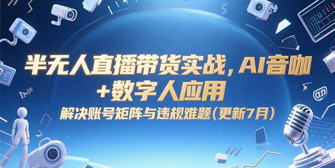 （15280期）半无人直播带货实战，AI音咖+数字人应用 解决账号矩阵与违规难题(更新7月)_豪客资源创业项目网-豪客资源_豪客资源库