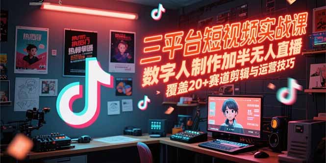 （15265期）三平台短视频实战课，数字人制作加半无人直播，覆盖20+赛道剪辑与运营技巧_豪客资源创业项目网-豪客资源_豪客资源库