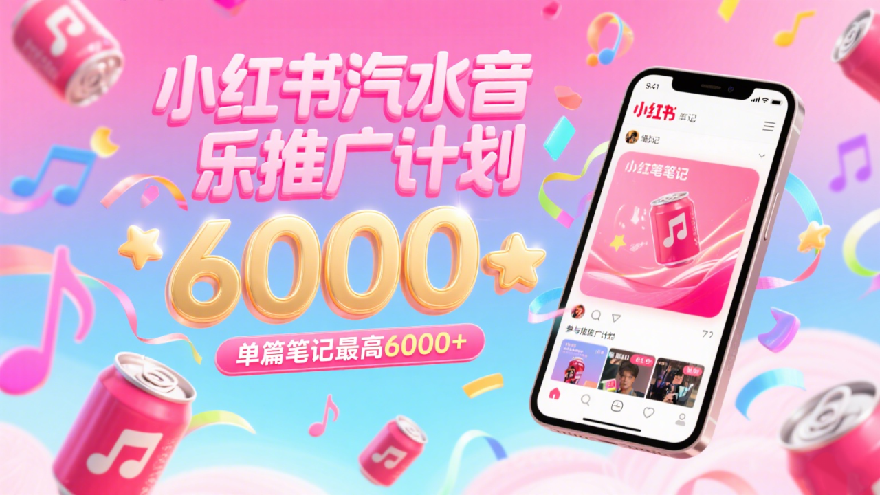 汽水音乐推广计划,零粉丝零门槛,通过小红书发布笔记,单篇笔记最高6000+_豪客资源创业网-豪客资源_豪客资源库