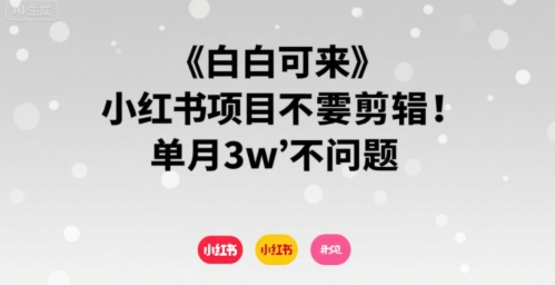 小白可来 小红书项目不需要剪辑 单月3w不是问题——豪客资源创业项目网-豪客资源_豪客资源库