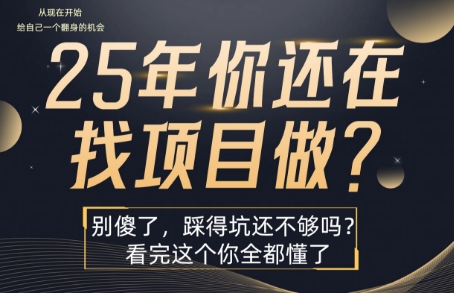 25年,你还在疯狂的找项目吗?别傻了,看完这个你都懂了【揭秘】——豪客资源创业项目网-豪客资源_豪客资源库
