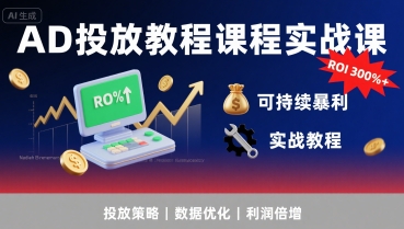 AD投放教程课程实战课，实现广告ROI300%+可持续暴利——豪客资源创业项目网-豪客资源_豪客资源库