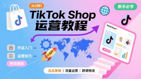 TikTok Shop从0到1运营教程，TikTok跨境电商新手必学课程——豪客资源创业项目网-豪客资源_豪客资源库