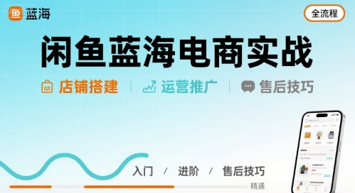 闲鱼蓝海电商实战,店铺搭建运营售后全流程——豪客资源创业项目网-豪客资源_豪客资源库