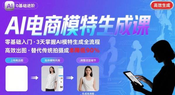 AI模特进阶课程，0基础高效生成逼真电商模特图——豪客资源创业项目网-豪客资源_豪客资源库