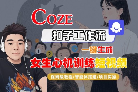 COZE扣子工作流一键生成女生心机训练短视频，保姆级教程-智能体搭建-项目实操——豪客资源创业项目网-豪客资源_豪客资源库