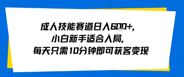成人技能赛道日入多张，小白新手适合入局，每天只需10分钟即可获客变现——豪客资源创业项目网-豪客资源_豪客资源库