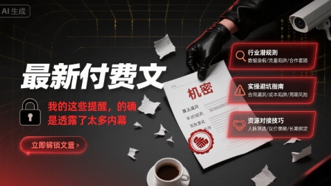 最新付费文：我的这些提醒，的确是透露了太多内幕——豪客资源创业项目网-豪客资源_豪客资源库