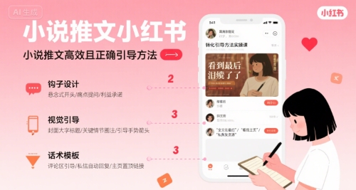 小说推文小红书高转化引导方法实操课，小说推文高效且正确引导方法——豪客资源创业项目网-豪客资源_豪客资源库