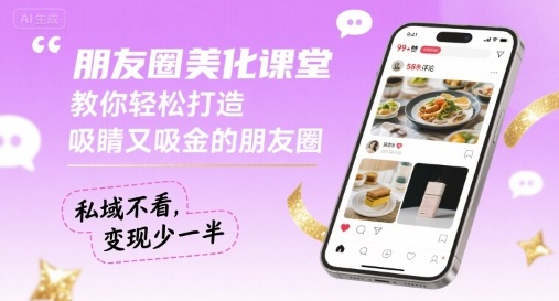 朋友圈美化课堂，教你轻松打造，吸睛又吸金的朋友圈，私域不看，变现少一半——豪客资源创业项目网-豪客资源_豪客资源库