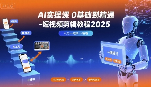 AI实操课0基础到精通-短视频剪辑教程2025——豪客资源创业项目网-豪客资源_豪客资源库