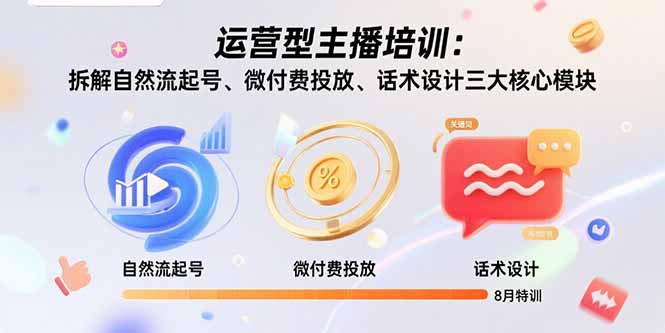 （15654期）运营型主播培训：拆解自然流起号、微付费投放、话术设计三大核心模块-8月_豪客资源创业项目网-豪客资源_豪客资源库