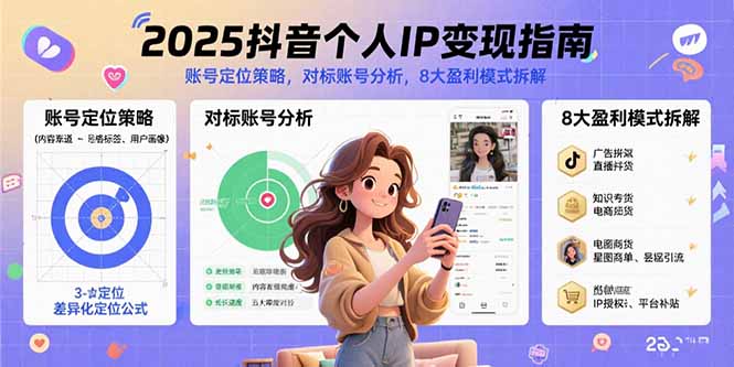 (15711期)2025抖音个人IP变现指南,账号定位策略,对标账号分析,8大盈利模式拆解_豪客资源创业项目网-豪客资源_豪客资源库