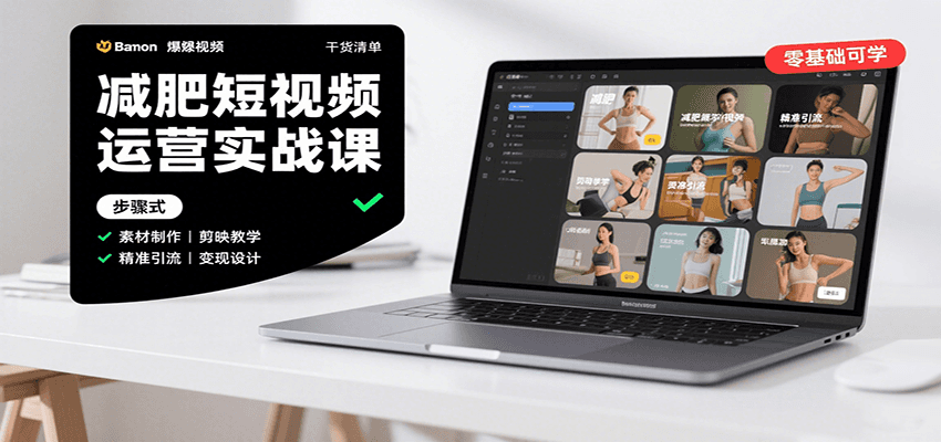 图片[1]-减肥短视频运营实战课：含素材制作、剪映教学，讲精准引流、变现设计与内容模板技巧_豪客资源创业网-豪客资源