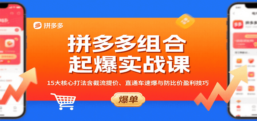拼多多组合起爆实战课：15大核心打法含截流提价、直通车速爆与防比价盈利技巧_豪客资源创业网-豪客资源_豪客资源库