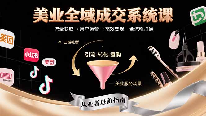 (15650期)美业全域成交系统课程:帮助美业从业者打通从流量获取到高效变现全流程_豪客资源创业项目网-豪客资源_豪客资源库