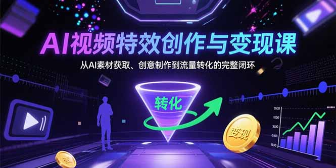 (15587期)AI视频特效创作与变现课:从AI素材获取、创意制作到流量转化的完整闭环_豪客资源创业项目网-豪客资源_豪客资源库